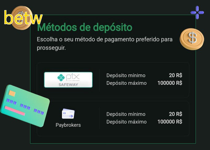 O cassino betwbet oferece uma grande variedade de métodos de pagamento